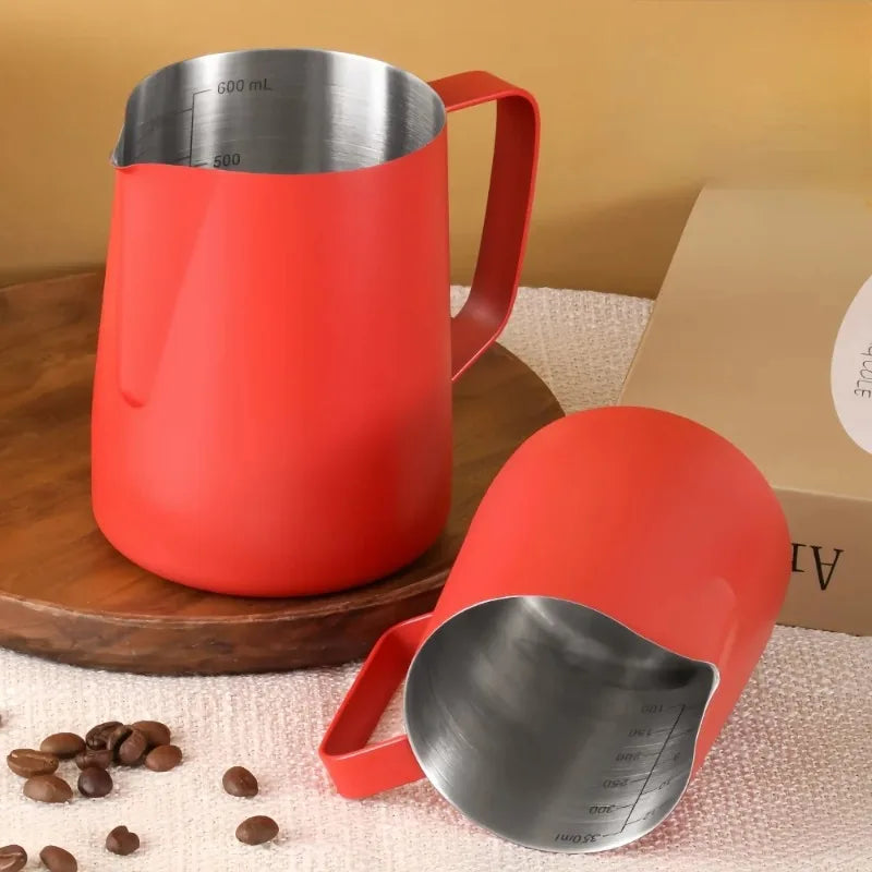 350/600ML Stainless Steel Milk Frothing Pitcher – Precision Scale Latte Jug for Coffee, Barista & Professional Cafe Use