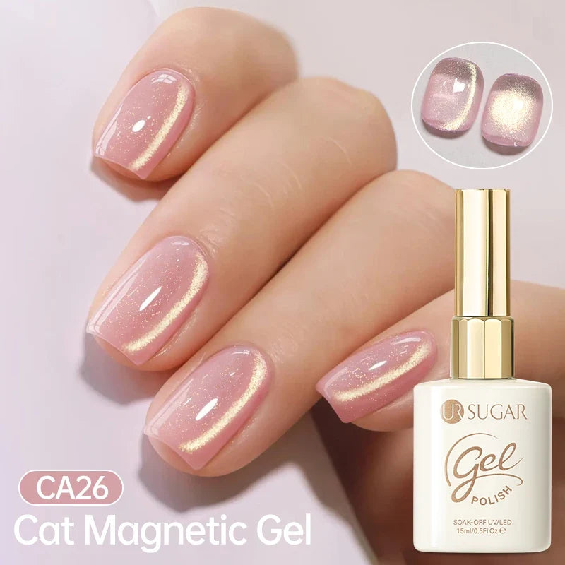 UR SUGAR Jelly Pink Cat Magnetic Gel Nail Polish 15ml - Glitter Ice Effect Soak Off UV LED Semi-Permanent Manicure Gel