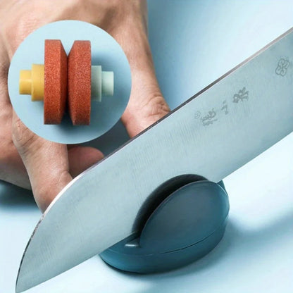 Kitchen Knife Sharpener — Mini Portable Multifunction Sharpening Stone, Cartoon Frog Ear Design for Household and Outdoor Use