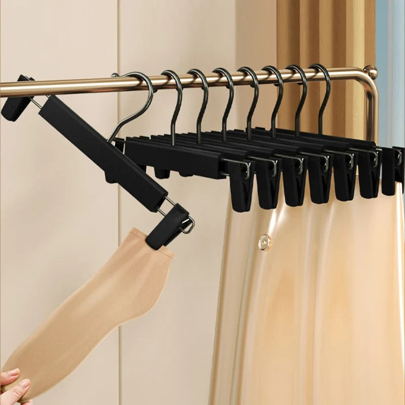 5PCS Adjustable Pants Hangers - Space Saving Anti Slip Metal Clips Rack for Skirts, Clothes, Socks & Lingerie Organizer