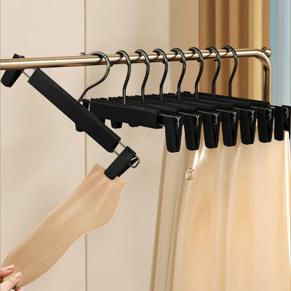 5PCS Adjustable Pants Hangers - Space Saving Anti Slip Metal Clips Rack for Skirts, Clothes, Socks & Lingerie Organizer