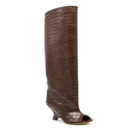 Women’s Knee-High Open Toe Boots 34-44 - 2026 Spring/Summer Chunky High Heel Fashion Boots