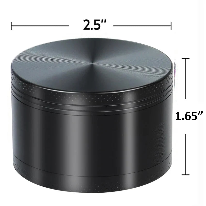 2.5" (63mm) 4-Layer Metal Herb Grinder — Zinc Alloy Tobacco & Spice Crusher for Smoking Accessories