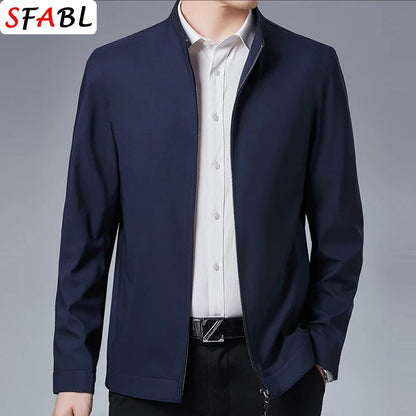 Men’s Business Casual Jacket - Luxury Zipper Blazer Office Coat for Spring and Autumn, Up to 3XL