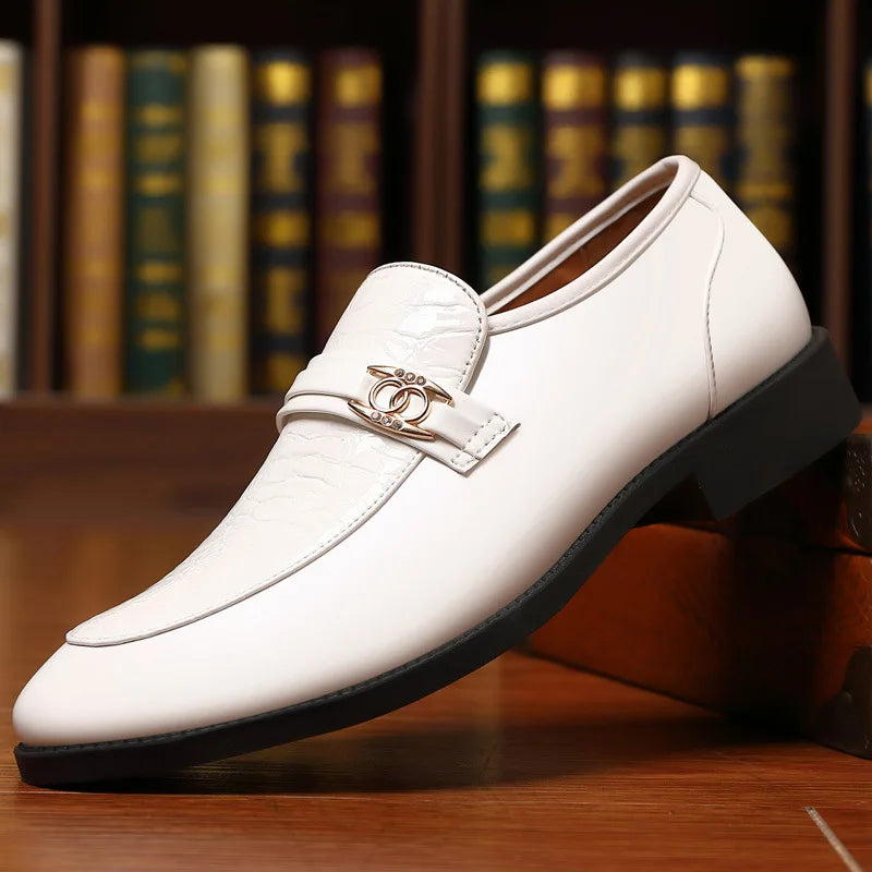Men's Pointed Toe Patent Leather Dress Shoes - Slip-On Wedding & Business Loafers