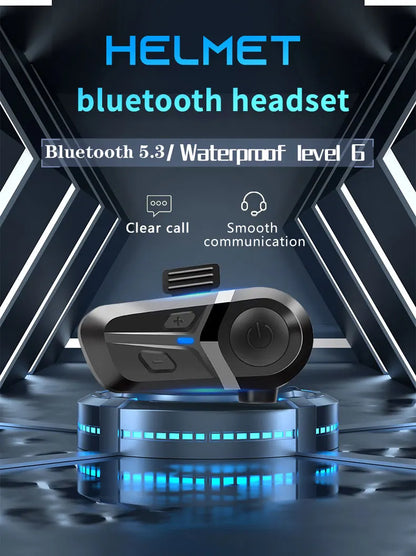 Bluetooth 5.3 Wireless Motorcycle Helmet Headset – Hands-Free Call & Music Player, Waterproof Earphones for Moto Helmets