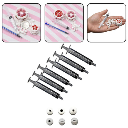 6pcs Mini Cake Dessert Food Nozzles Set - Press Clay Nozzles, Sharpener, Milk Cream Tools for Mini Clay Creations