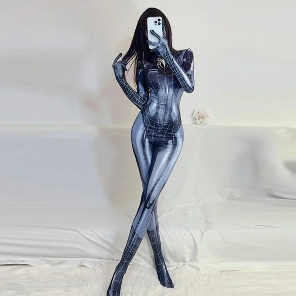 Spider-Man Women’s Cosplay Costume – Superhero Bodysuit, Avengers Venom Spandex Suit with Corset for Girls
