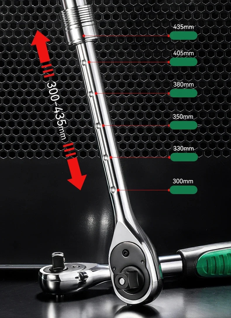 # Telescopic Ratchet Wrench Set - 72-Tooth Quick Release Adjustable Head Tool for Automotive Repair