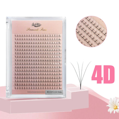 Goddess Premade Volume Lash Fans — 4D to 20D Faux Mink Individual Eyelash Extensions, Pointy Stem 320 Fans