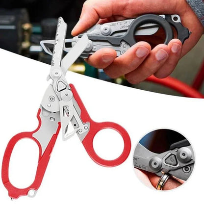 Folding Trauma Scissors - Emergency Rescue Cutter with Glass Breaker for Outdoor Use