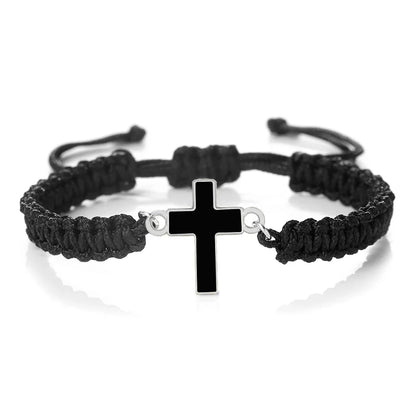 Jesus Cross Braided Bracelet - Handmade Christian Faith Friendship Bangle Jewelry Gift for Women & Men