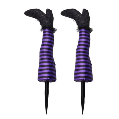 2pcs Halloween Witch Leg Yard Stakes - Evil Witch Outdoor Garden Lawn Decor & Party Decoration Props