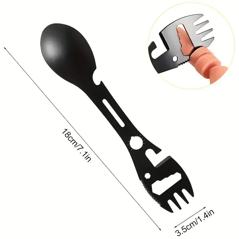 Outdoor Camping Fork Spoon Tool - Lightweight Survival Multi-Function Utensil with Bottle Opener for Travel & Hiking