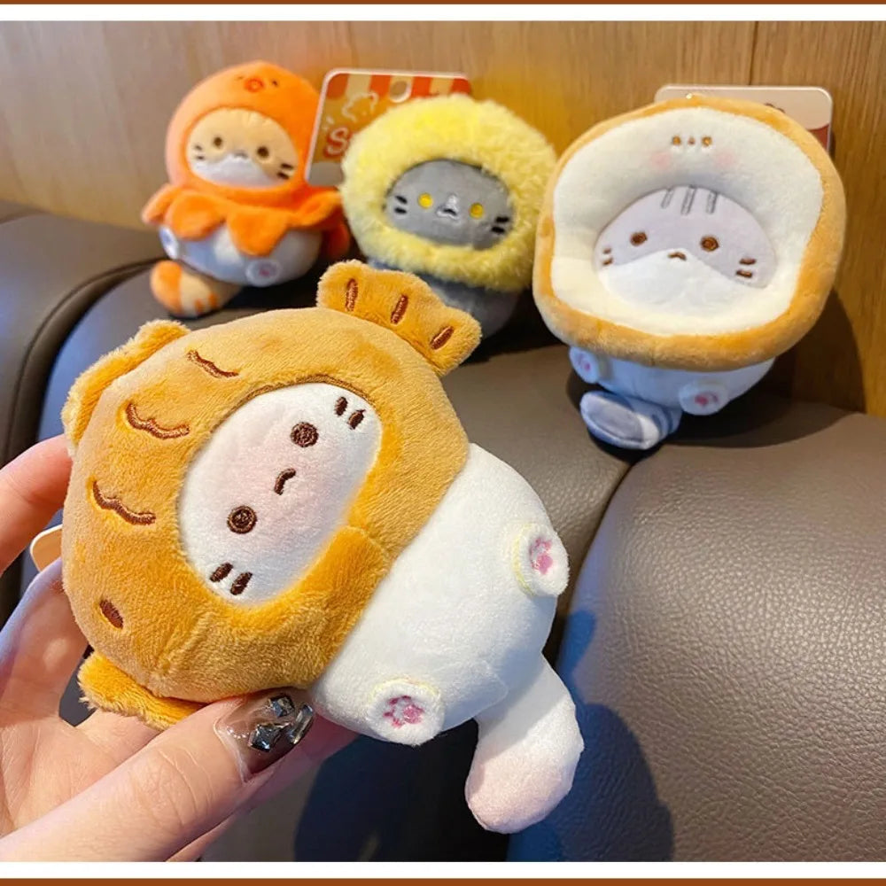 Plush Cocoa Cat Snapper Keychain – Cute Soft Doll Pendant, Exquisite Schoolbag Charm Accessory