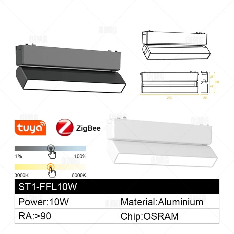 Smart Home Tuya Dimming 6mm Ultra-Thin Ceiling Mount Magnetic Track Light, 48V Slim Surface Mounted Linear Light