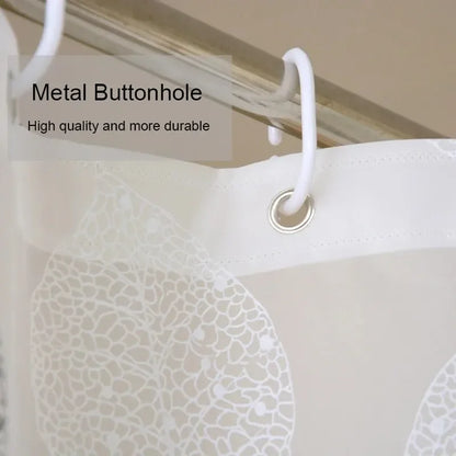 Waterproof PEVA Shower Curtain - Thickened Leaf Pattern Bath Curtain with Hooks & Rustproof Metal Grommets