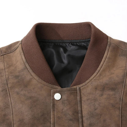 Men’s Suede Leather Jacket - Waterproof Oversized Moto Windbreaker Coat in Plus Sizes