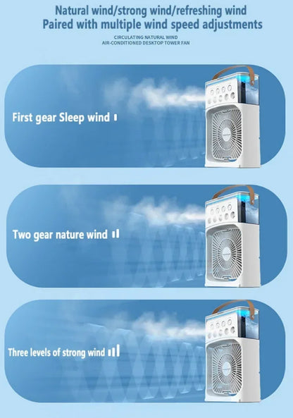 3-in-1 Portable Air Cooler – Household Mini Fan with LED Night Light, Humidifier, and Adjustable Air for Home and Office