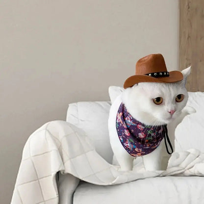 Adjustable Pet Cowboy Hat - Funny Outdoor Summer Dog & Cat Headwear Accessory