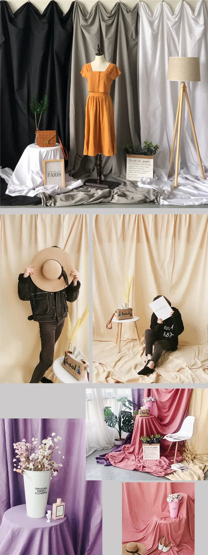 4x2.4M Polyester Photography Backdrop – White & Black Solid Color Studio Background Cloth for TikTok Live