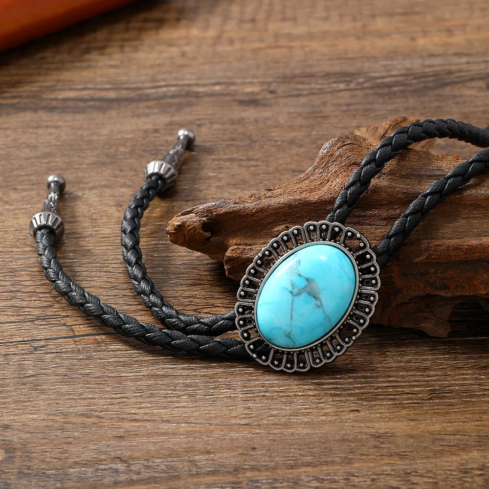 Golden Bolo Tie for Men – Adjustable Cowboy Garment Accessory with Bull Head Pendant, Western Style Necklace