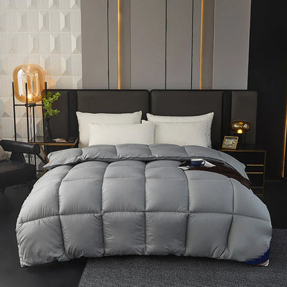 Winter Warm Thick Duvet – 100% Cotton Cover, Fiber Down Filling, 150x200cm White Quilt for Cozy Sleep