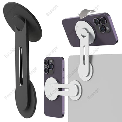 Slim Magnetic Phone Holder: Continuity Flip iPhone Laptop Mount for Laptops and Monitors - Adjustable Magnetic Arm, Swivels 180°