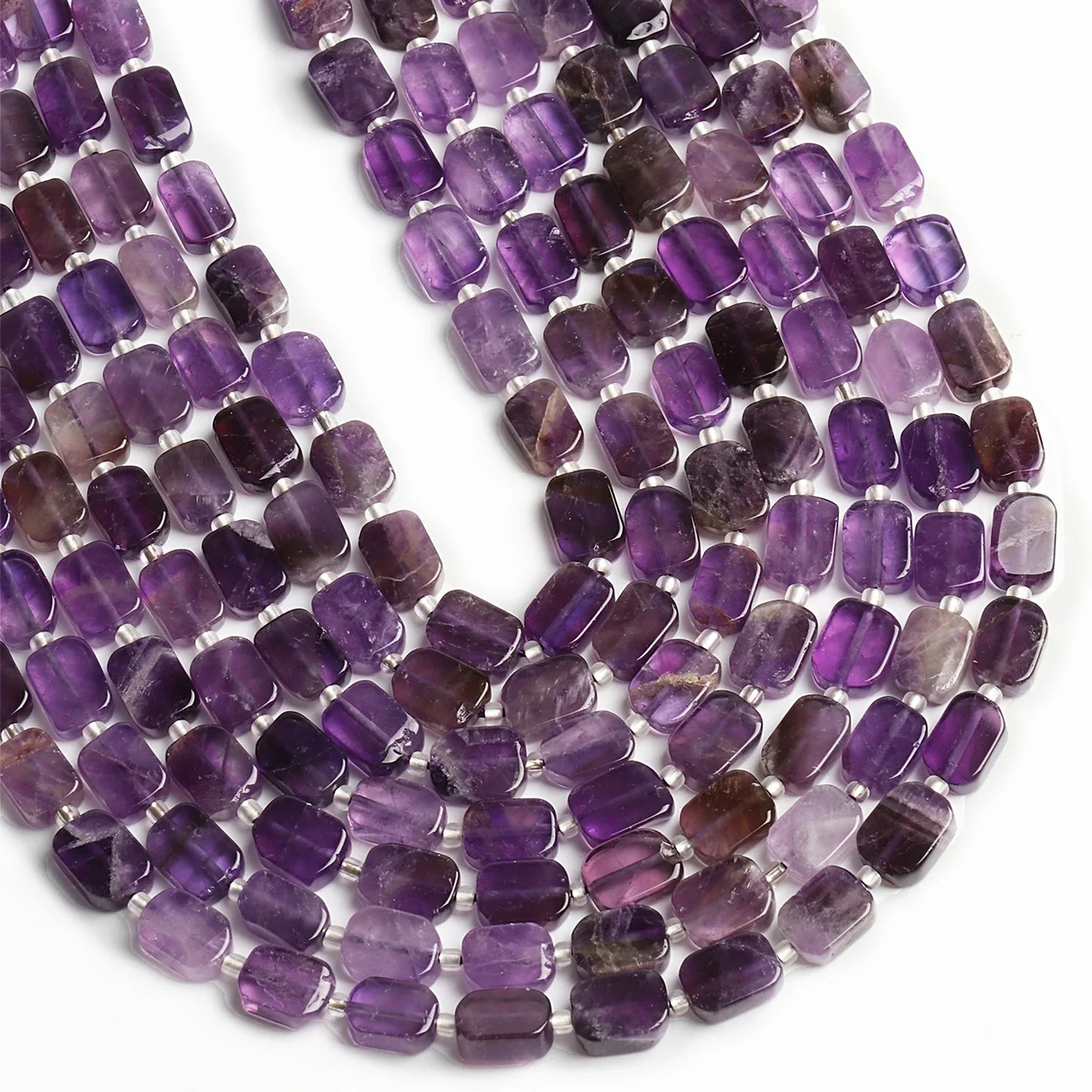 Natural Gemstone Rectangle Beads - 8x12mm Amethyst Citrine Lapis Lazuli Spacer Beads for DIY Jewelry Making & Bracelets