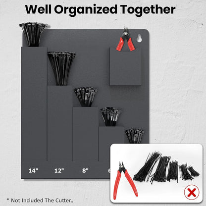 Wall Mount Cable Tie Holder - Zip Tie Storage Rack Organizer for Garage, Workshop & Home