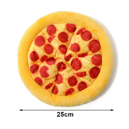 Plush Dog Toy in Doughnut & Pizza Shape – Squeaky Chew Toy for Small & Large Dogs, Teeth Cleaning Puppy Toy