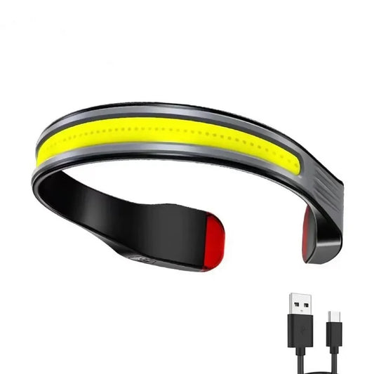 COB Rechargeable Headlight - 3 Lighting Modes Wide Angle Outdoor Running & Work Lamp with Red Tail Light