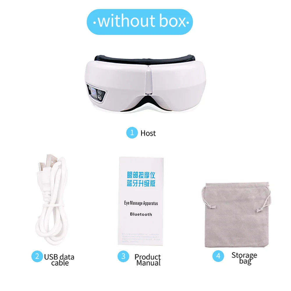 6D Smart Eye Massager — Vibration & Hot Airbag Compress, Bluetooth Music Eye Massage Glasses for Relaxation & Fatigue Relief