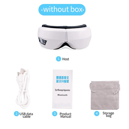 6D Smart Eye Massager – Vibration & Airbag Compression, Bluetooth Music Eye Care Glasses for Fatigue Relief