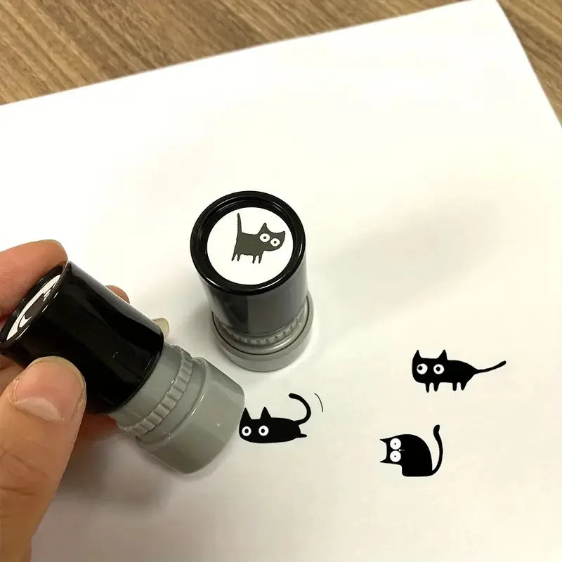 4 Styles Cute Cartoon Stamps | Lovely Black Cat DIY Scrapbooking, Diary & Collage Stationery Decoration