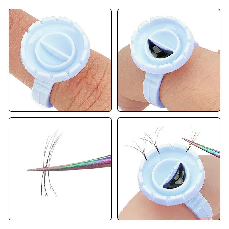 AILEISHI 100PCS Disposable Eyelash Glue Cup Rings – Lash Extension Pigment Holder Tattoo Makeup Tools