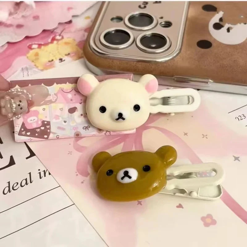 Cute Bear Hairpin Set - Preppy Style Plastic Hair Clips Sweet Accessories for Girls & Friendship Gifts