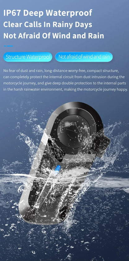 Bluetooth 5.3 Wireless Motorcycle Helmet Headset - Waterproof Earphone with Hands-Free Call & Music Player for Moto Helmet