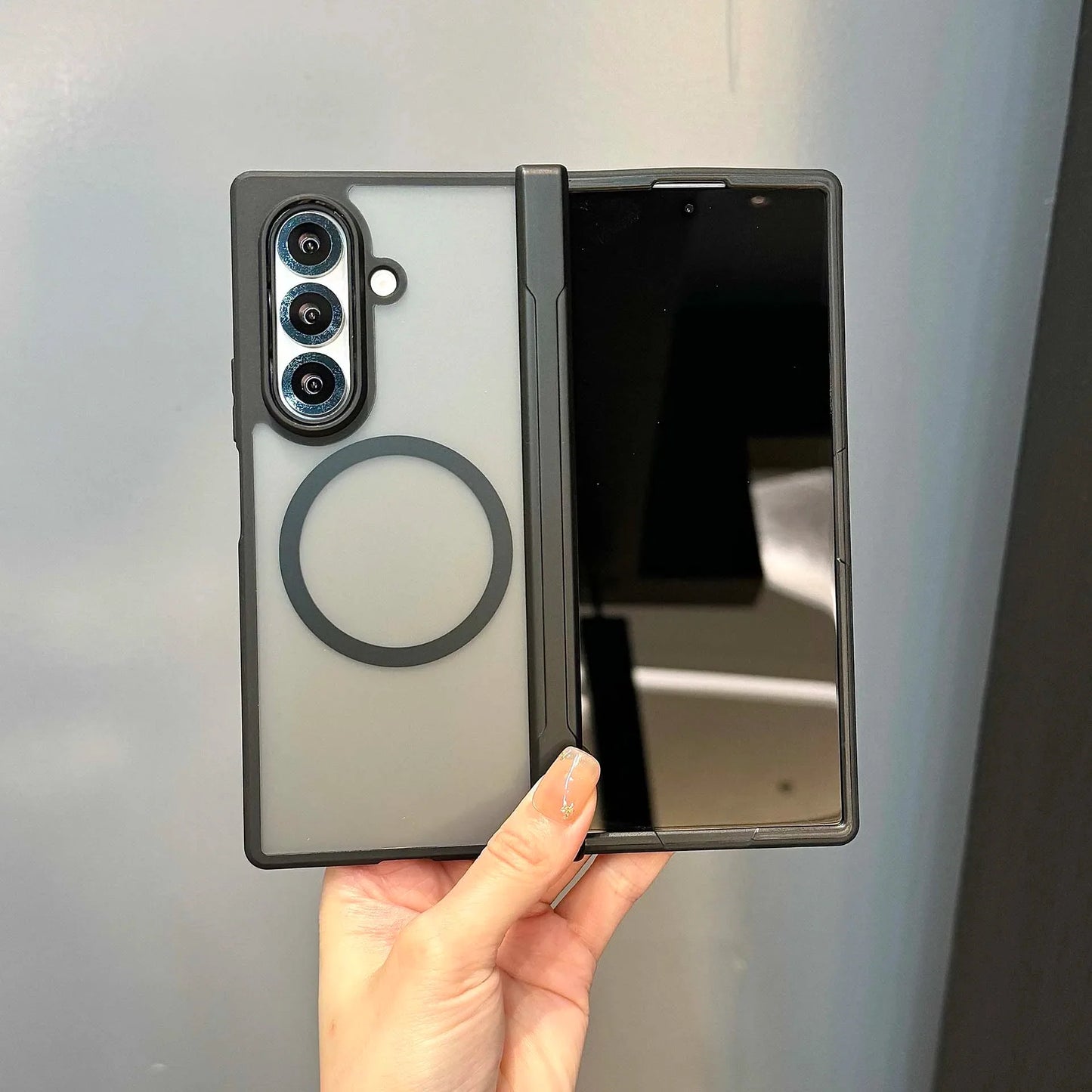 MagSafe-Compatible Case for Samsung Galaxy Z Fold 7 – Translucent Hinge, Shockproof Folding Cover with Magnetic Wireless Charging
