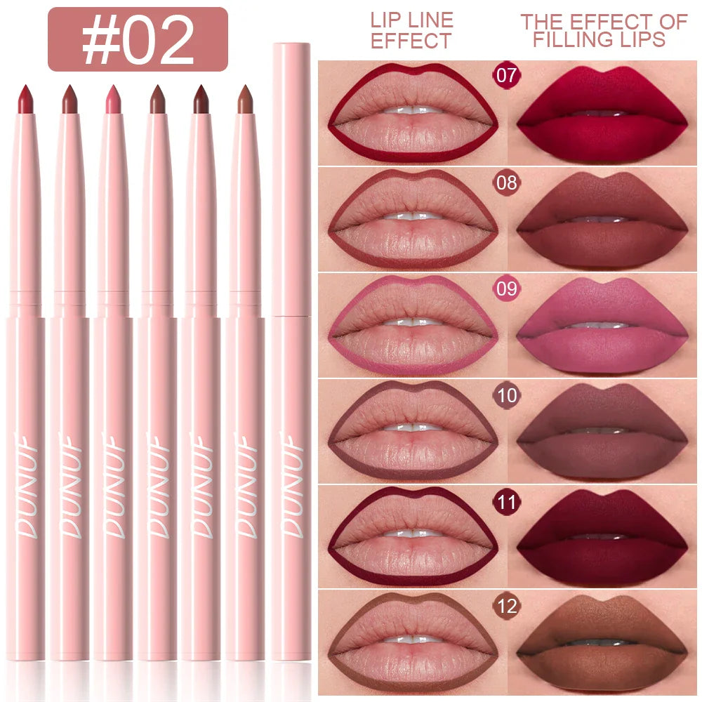 6pcs Waterproof Lip Liner Pen Set – Long-Lasting, Non-Fading, Easy Coloring Lip Gloss Makeup Set