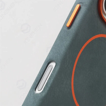 Business Matte Leather MagSafe Case - Magnetic Alloy Lens Cover for iPhone 13, 14, 15, 16 & 17 Air/Pro Max
