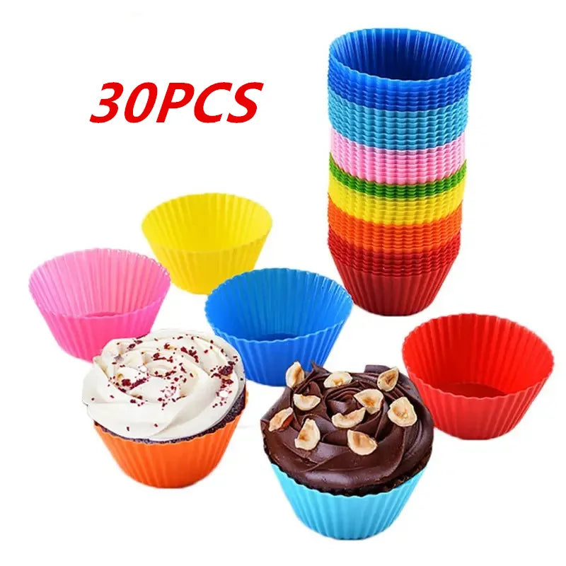 Reusable Silicone Round Cake Mold Set – Muffin & Cupcake Baking Tools for DIY Wedding, Birthday & Party Decorations