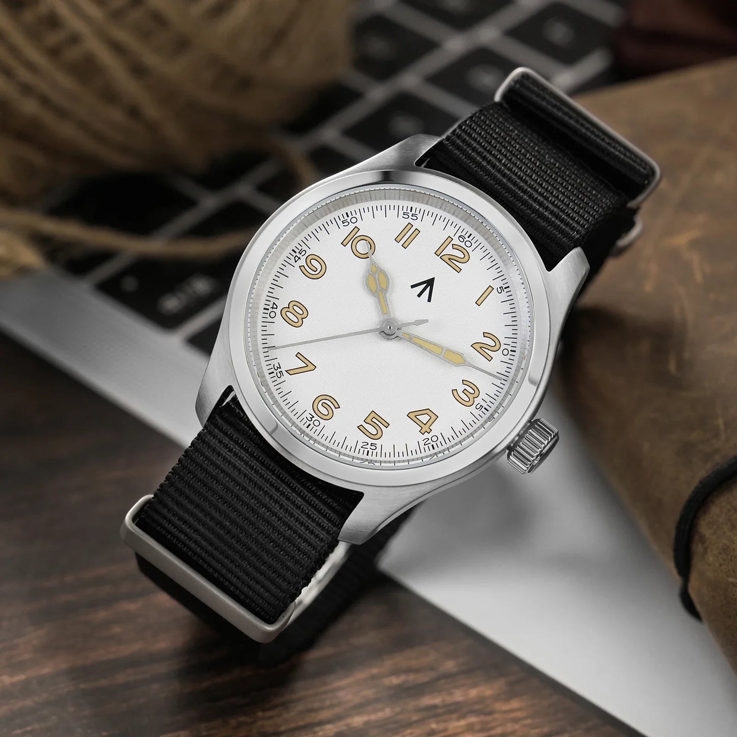 Militado ML08 Vintage Quartz Watch - VH31 Movement 38mm Sapphire Crystal Wristwatch with C3 Green Luminous Dial