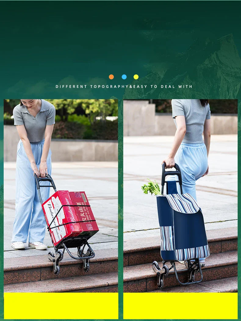 Lightweight Folding Grocery Shopping Trolley – Hand-Pull Cart for Household & Outdoor Travel