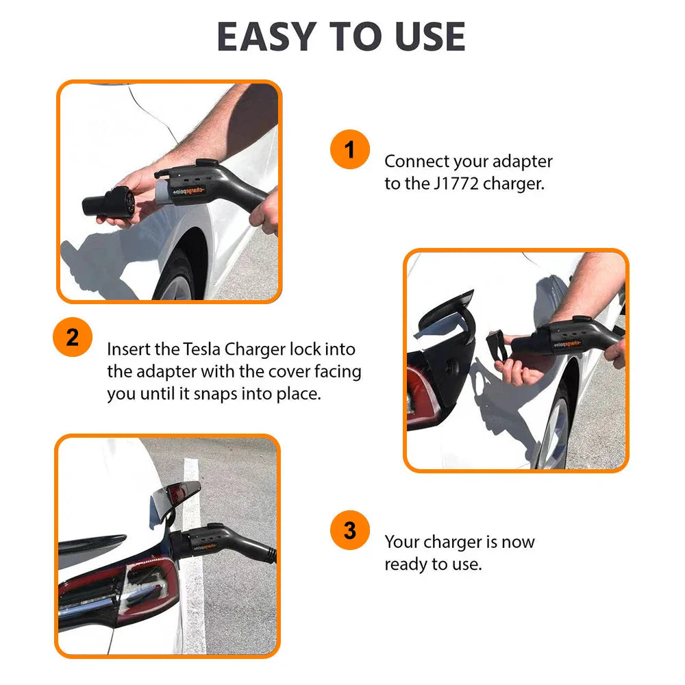 EV Charge Adapter Lock for Type1 J1772 to Tesla Model X/Y/3 (2021-2023) – Safety Protection & Charging Accessory
