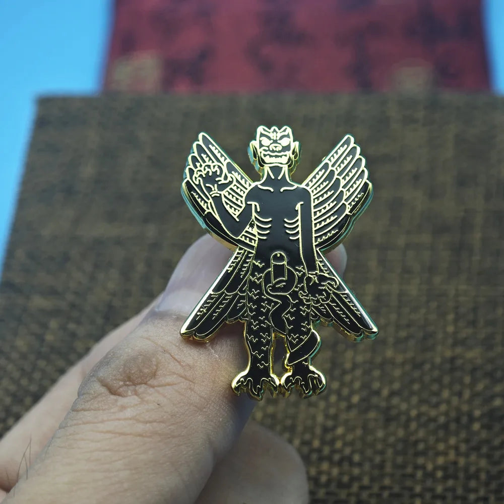 Pazuzu Enamel Brooch - Horror Halloween Wind Demon Lapel Pin, Mythology Amulet Badge and Gift
