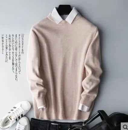 Men's Classic V-Neck Sweater - Cashmere Cotton Blend Warm Autumn Winter Pullover Casual Jumper