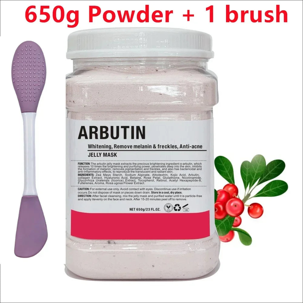 650g Chamomile & Hyaluronic Acid Facial Mask Powder – Moisturizing Rose Jelly Skin Care Mask with Silicone Brush for Elasticity Boost