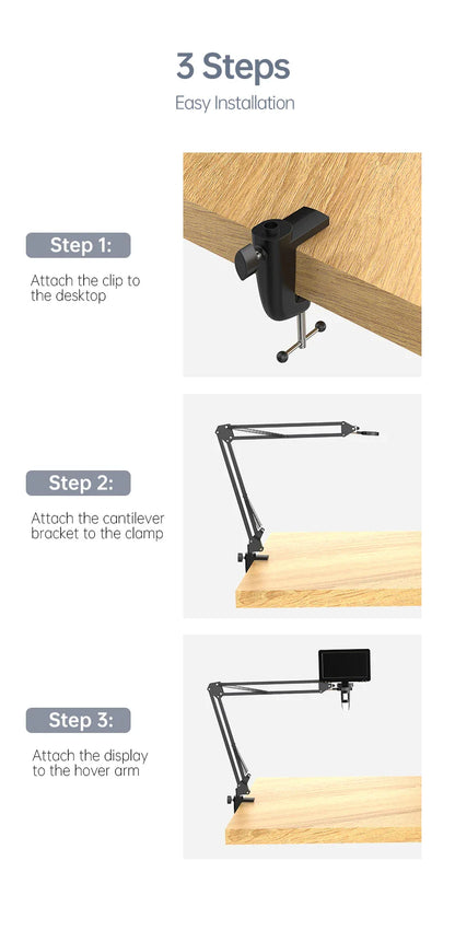 RIEVBCAU Flexible Microscope Arm Stand – Adjustable Metal Bracket Mount for DM4, DM7, DM9, MS1, MS3 Models