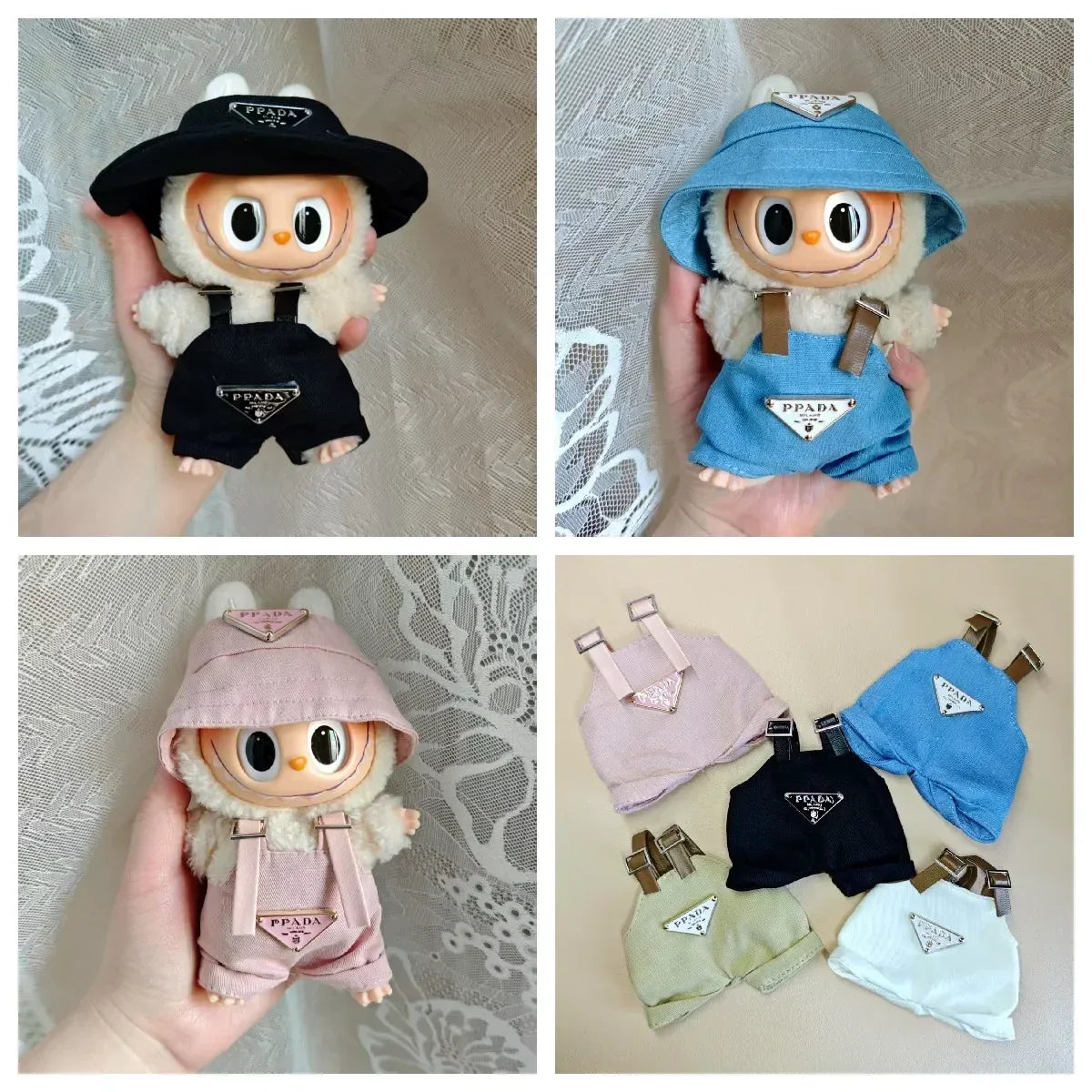 17cm Labubu II Mini Doll Clothes Set – Outfit, Hat, Bag & Shoes Accessories for Sitting Party Play